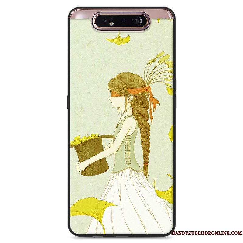 Etui Samsung Galaxy A80 Silikone Vind Frisk, Cover Samsung Galaxy A80 Hængende Ornamenter Grøn