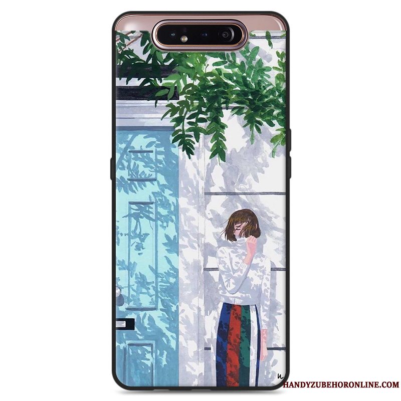 Etui Samsung Galaxy A80 Silikone Vind Frisk, Cover Samsung Galaxy A80 Hængende Ornamenter Grøn