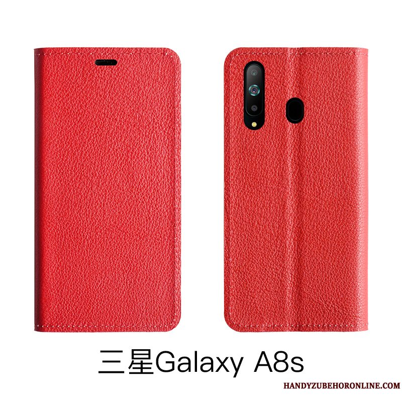 Etui Samsung Galaxy A8s Tasker Anti-fald Telefon, Cover Samsung Galaxy A8s Beskyttelse Rød Cow