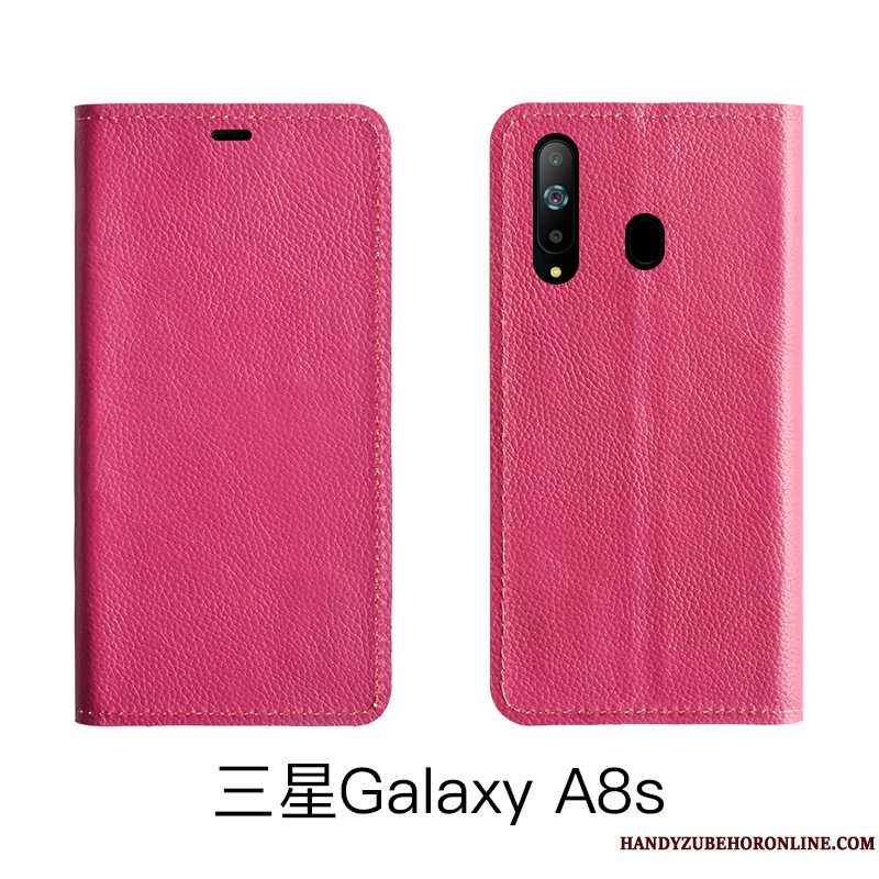 Etui Samsung Galaxy A8s Tasker Anti-fald Telefon, Cover Samsung Galaxy A8s Beskyttelse Rød Cow