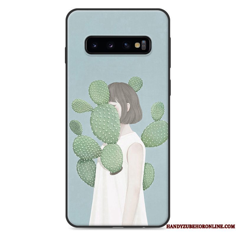 Etui Samsung Galaxy S10+ Tasker Hængende Ornamenter Kunst, Cover Samsung Galaxy S10+ Silikone Lille Sektion Blå