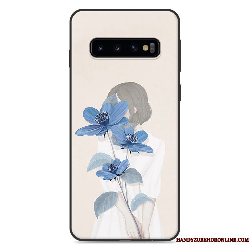 Etui Samsung Galaxy S10+ Tasker Hængende Ornamenter Kunst, Cover Samsung Galaxy S10+ Silikone Lille Sektion Blå