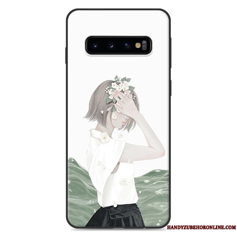 Etui Samsung Galaxy S10+ Tasker Hængende Ornamenter Kunst, Cover Samsung Galaxy S10+ Silikone Lille Sektion Blå