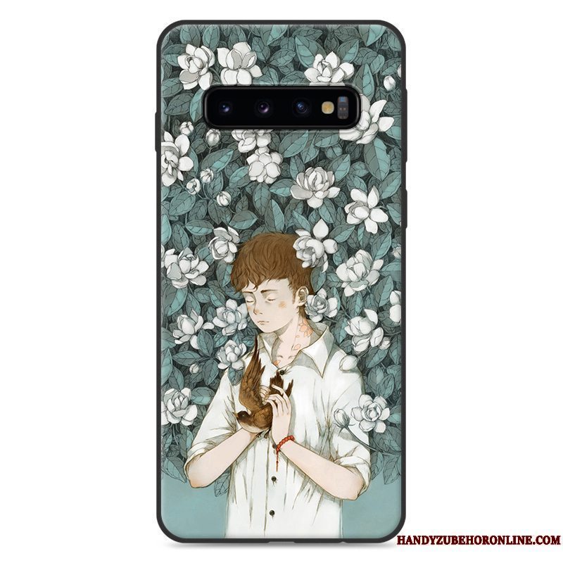 Etui Samsung Galaxy S10+ Tasker Hængende Ornamenter Kunst, Cover Samsung Galaxy S10+ Silikone Lille Sektion Blå