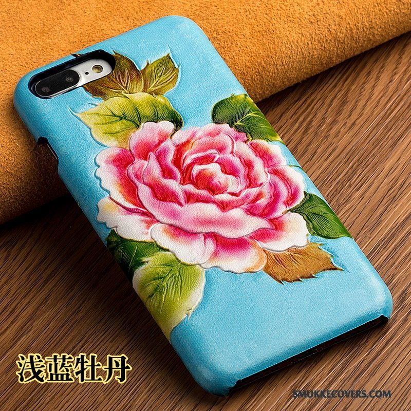 Etui Samsung Galaxy S6 Edge + Relief Lilje Blomster, Cover Samsung Galaxy S6 Edge + Læder Lilla Bagdæksel