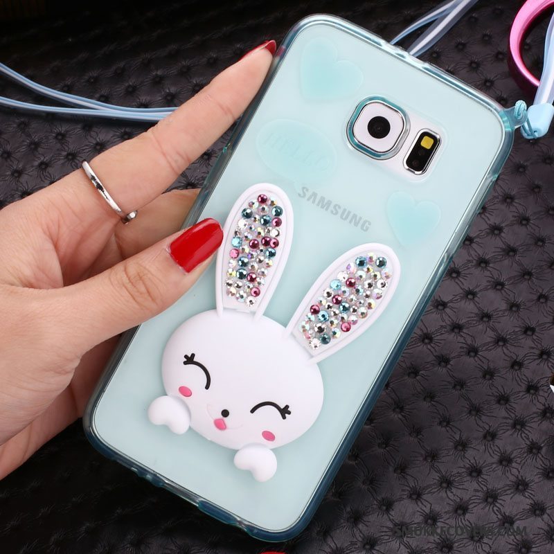 Etui Samsung Galaxy S6 Edge + Strass Grøn Telefon, Cover Samsung Galaxy S6 Edge + Cartoon