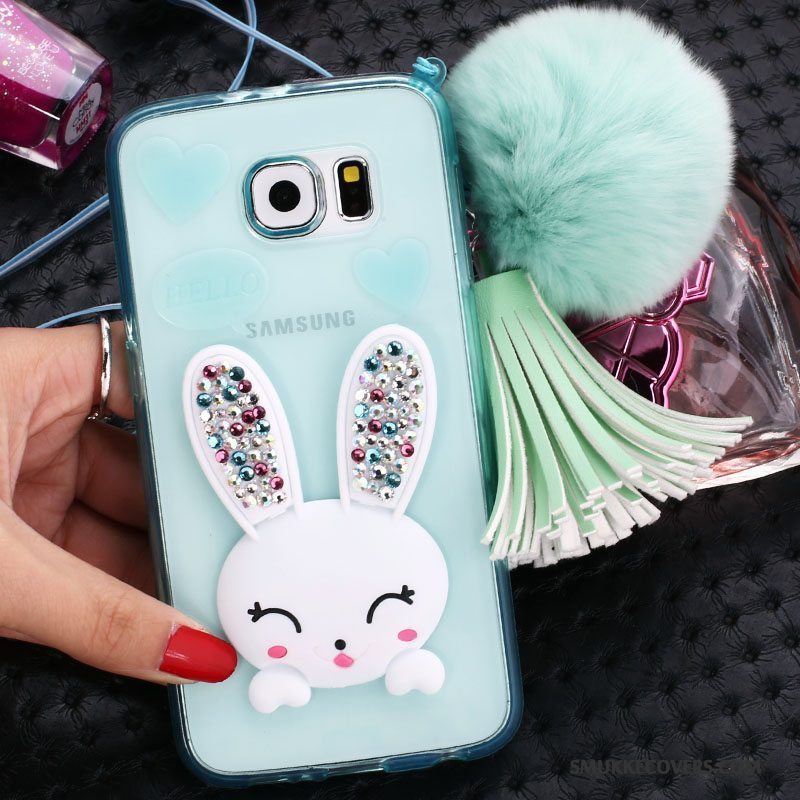 Etui Samsung Galaxy S6 Edge + Strass Grøn Telefon, Cover Samsung Galaxy S6 Edge + Cartoon