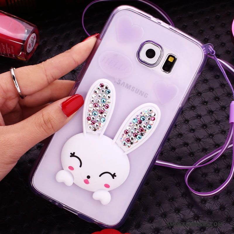 Etui Samsung Galaxy S6 Edge + Strass Grøn Telefon, Cover Samsung Galaxy S6 Edge + Cartoon