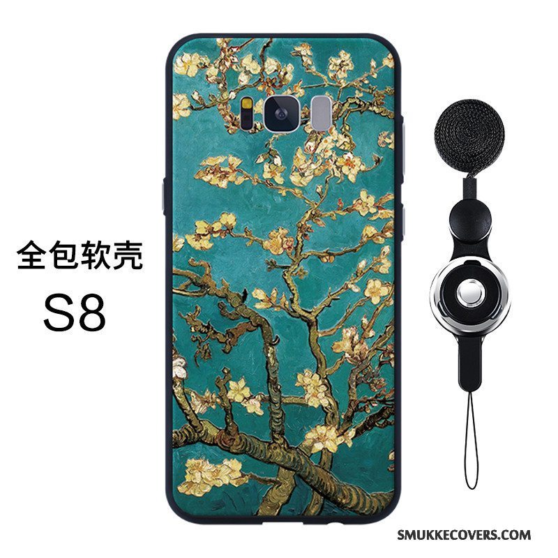 Etui Samsung Galaxy S8 Relief Høj Blå, Cover Samsung Galaxy S8 Silikone Kunst Hængende Ornamenter