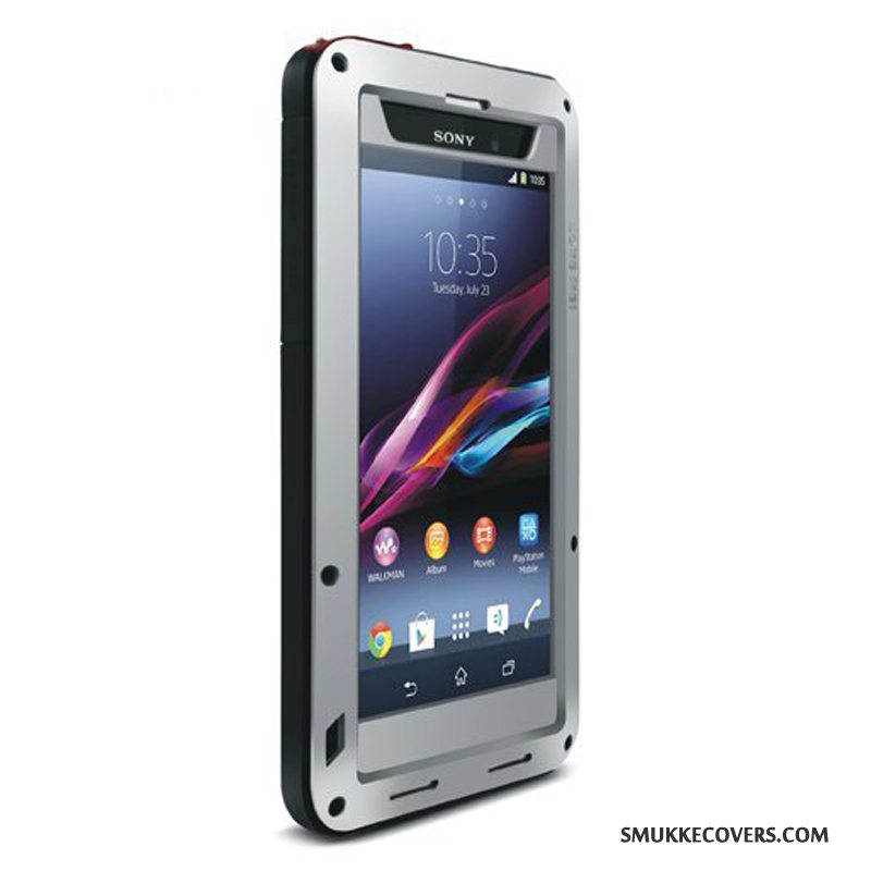 Etui Sony Xperia Z1 Beskyttelse Tre Forsvar Hvid, Cover Sony Xperia Z1 Tasker Sølv Telefon