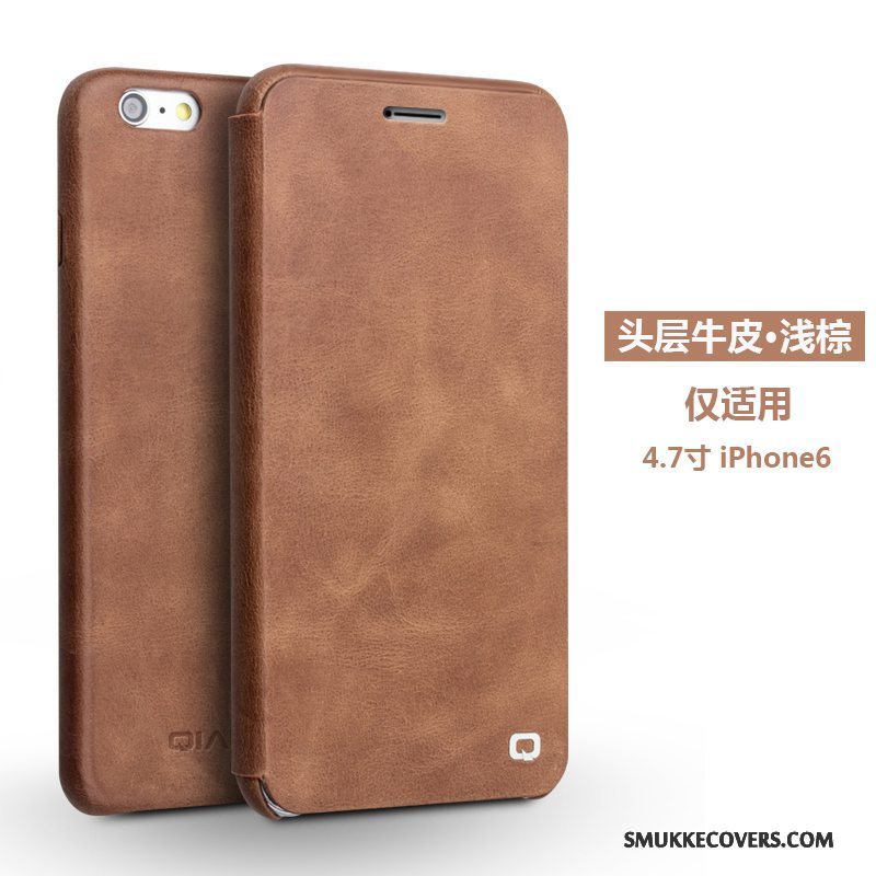 Etui iPhone 6/6s Folio Brun Telefon, Cover iPhone 6/6s Læder Tynde