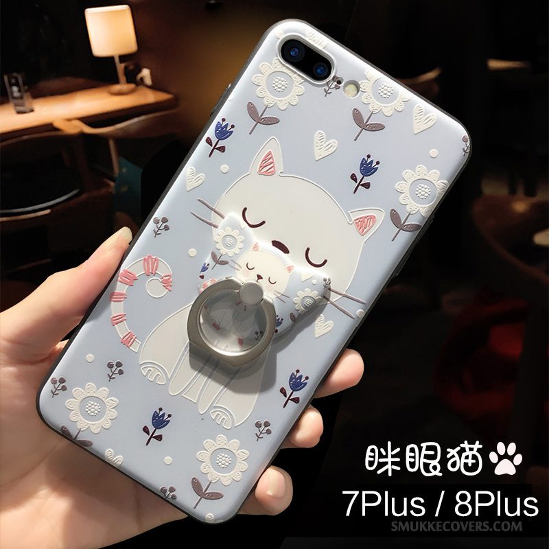 Etui iPhone 8 Plus Silikone Blå Ny, Cover iPhone 8 Plus Cartoon Telefonanti-fald