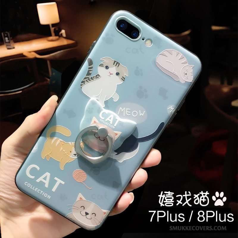 Etui iPhone 8 Plus Silikone Blå Ny, Cover iPhone 8 Plus Cartoon Telefonanti-fald