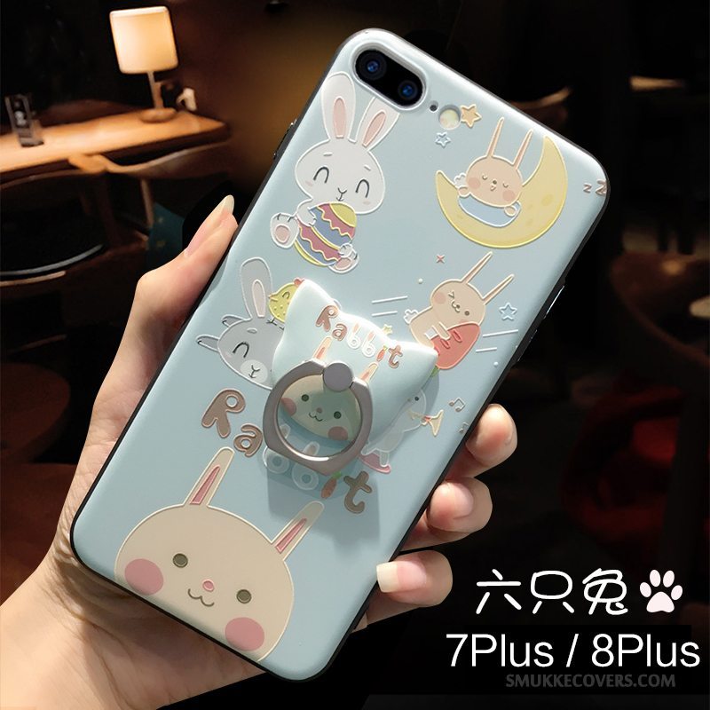 Etui iPhone 8 Plus Silikone Blå Ny, Cover iPhone 8 Plus Cartoon Telefonanti-fald