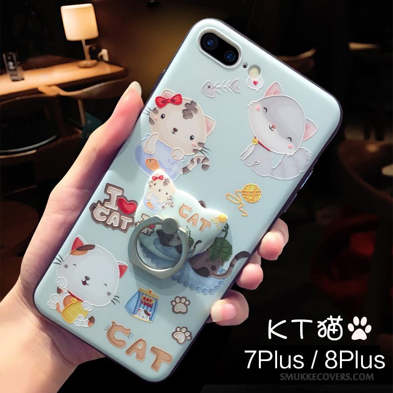 Etui iPhone 8 Plus Silikone Blå Ny, Cover iPhone 8 Plus Cartoon Telefonanti-fald