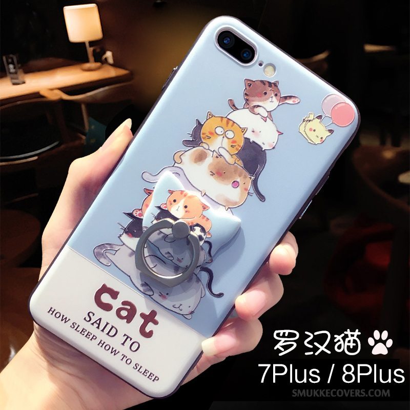 Etui iPhone 8 Plus Silikone Blå Ny, Cover iPhone 8 Plus Cartoon Telefonanti-fald