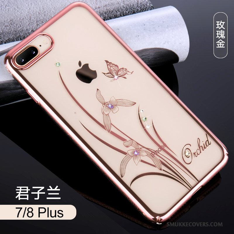 Etui iPhone 8 Plus Strass Telefonlyserød, Cover iPhone 8 Plus Luksus Trend Ny