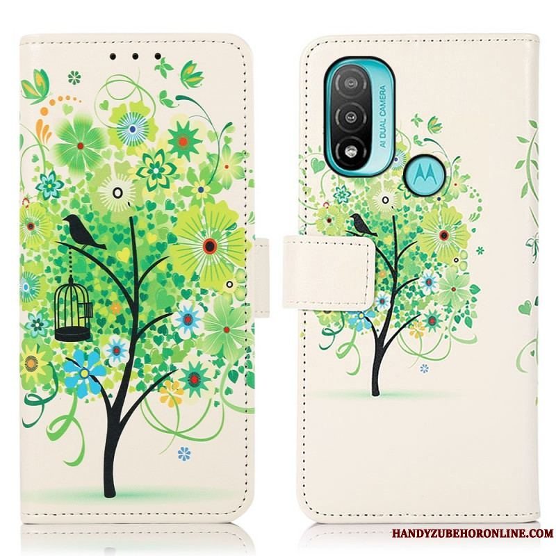 Flip Cover Moto E40 / E30 / E20 Blomstrende Træ