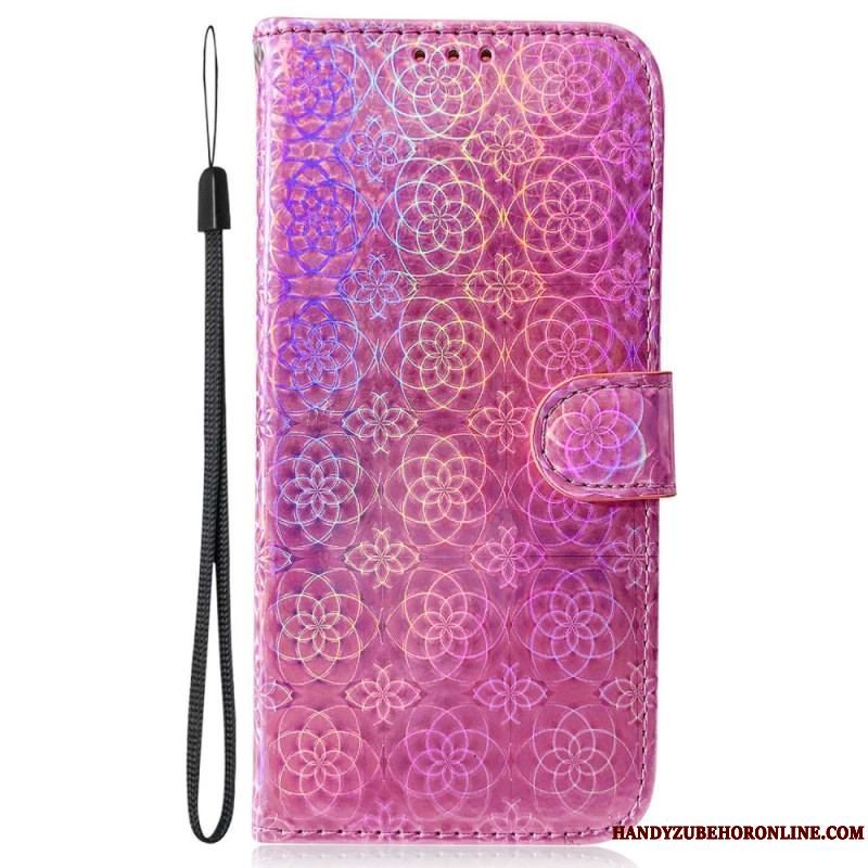 Flip Cover Samsung Galaxy A13 Med Snor Strappy Psykedeliske Blomster