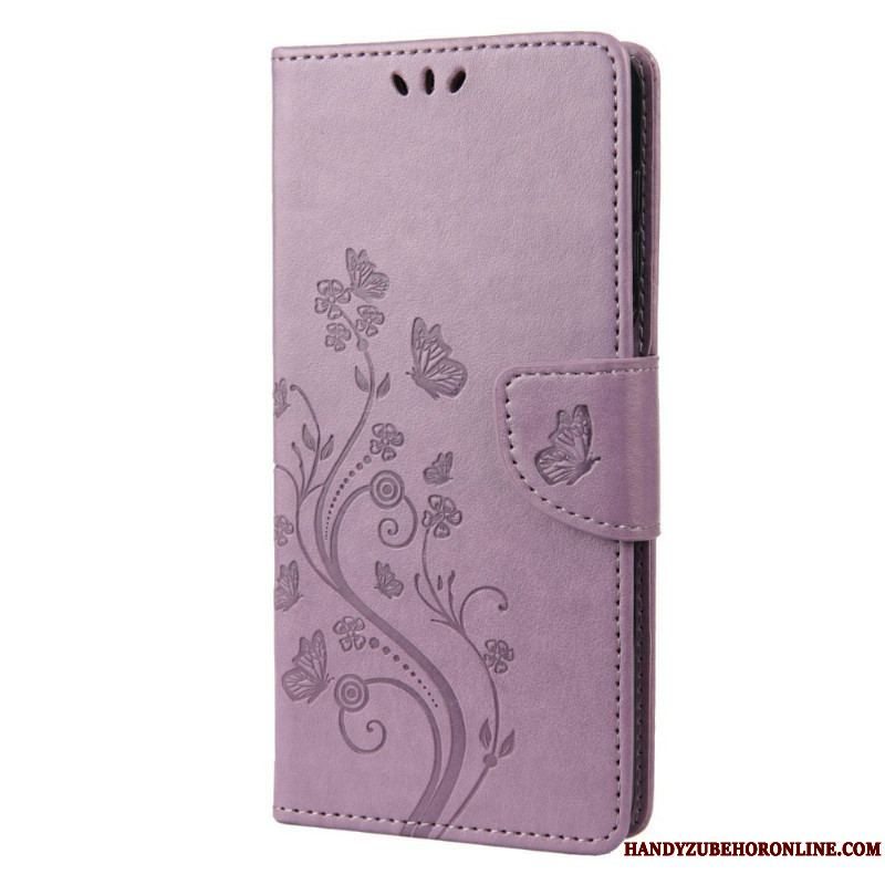 Flip Cover Samsung Galaxy M23 5G Sommerfugle Og Blomster