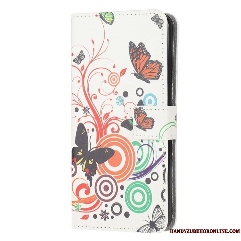 Flip Cover Samsung Galaxy M53 5G Farverige Sommerfugle