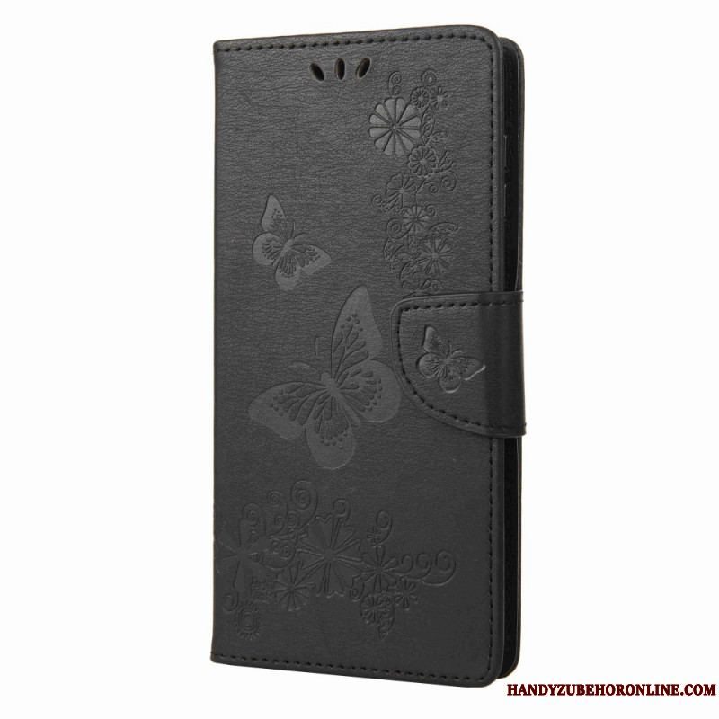 Flip Cover Samsung Galaxy M53 5G Med Snor Strappy Butterflies Design