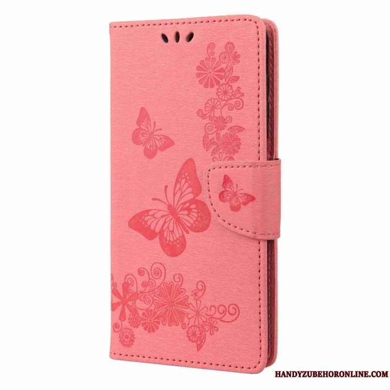 Flip Cover Samsung Galaxy M53 5G Med Snor Strappy Butterflies Design