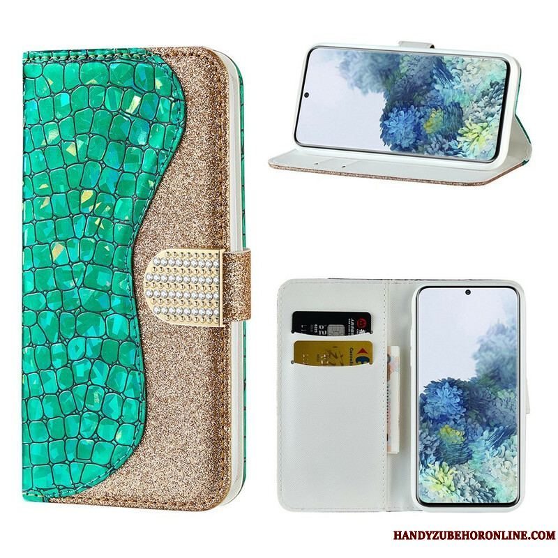 Flip Cover Samsung Galaxy S21 5G Krokodille Diamanter