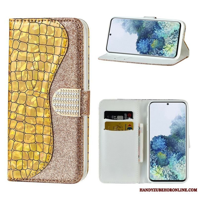 Flip Cover Samsung Galaxy S21 5G Krokodille Diamanter