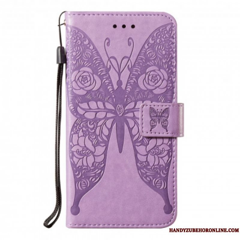 Flip Cover Samsung Galaxy S21 5G Sommerfugleblomst Mønster