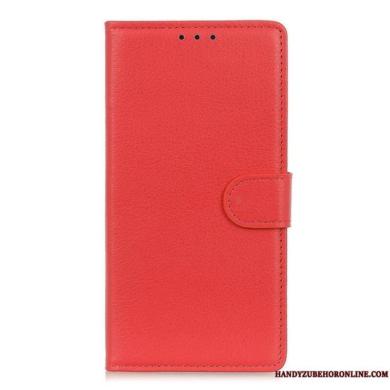 Flip Cover Samsung Galaxy S21 5G Traditionelt Litchi Imiteret Læder