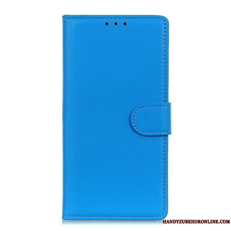 Flip Cover Samsung Galaxy S21 5G Traditionelt Litchi Imiteret Læder