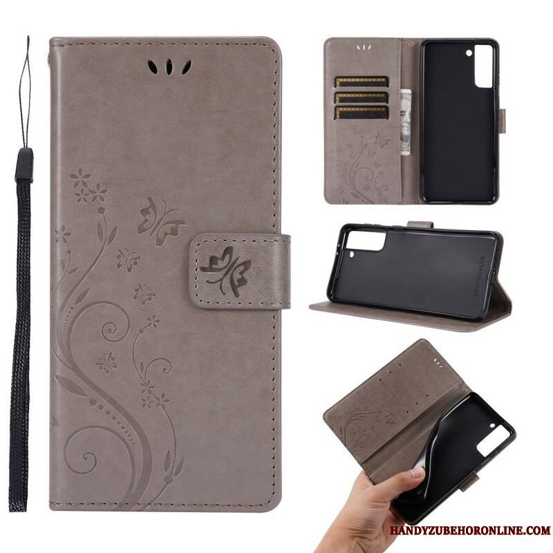 Flip Cover Samsung Galaxy S21 Plus 5G Sommerfugle I Vinden