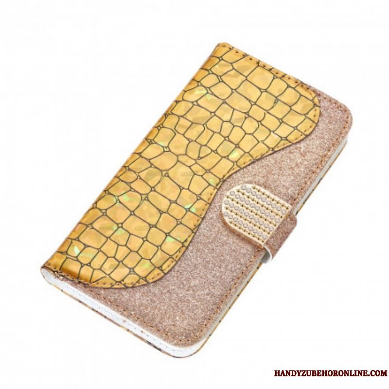 Flip Cover Samsung Galaxy S21 Ultra 5G Krokodille Diamanter