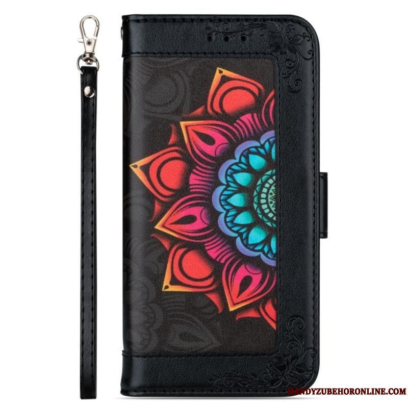 Flip Cover Samsung Galaxy S22 5G Med Snor Strappy Mandala Dekoration