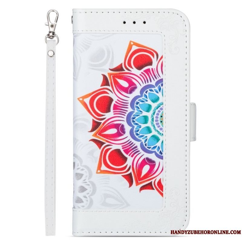 Flip Cover Samsung Galaxy S22 5G Med Snor Strappy Mandala Dekoration