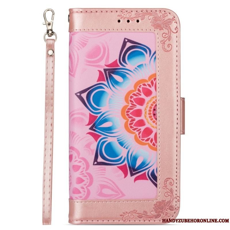 Flip Cover Samsung Galaxy S22 5G Med Snor Strappy Mandala Dekoration