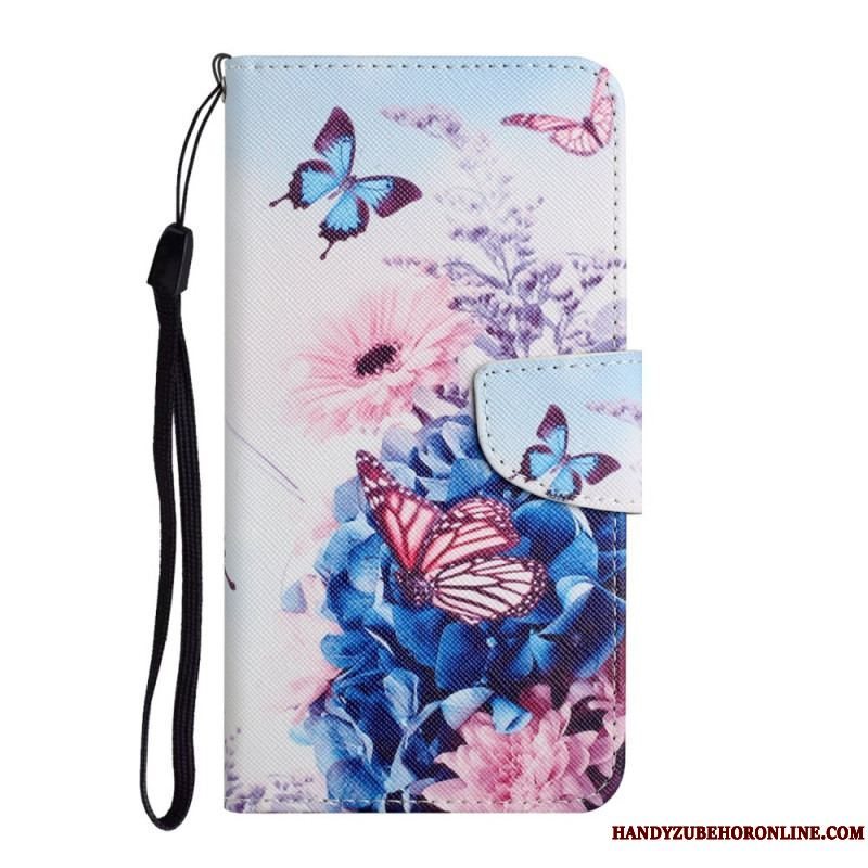 Flip Cover Samsung Galaxy S22 Plus 5G Buket Af Blomster Og Sommerfugle