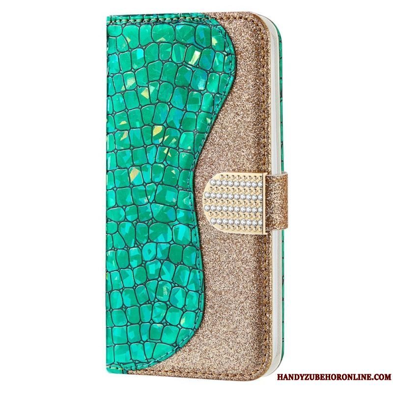 Flip Cover Samsung Galaxy S22 Plus 5G Krokodille Diamanter