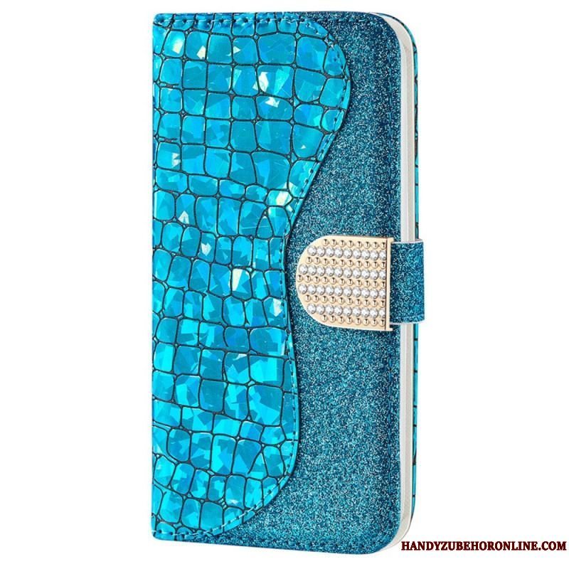 Flip Cover Samsung Galaxy S22 Plus 5G Krokodille Diamanter