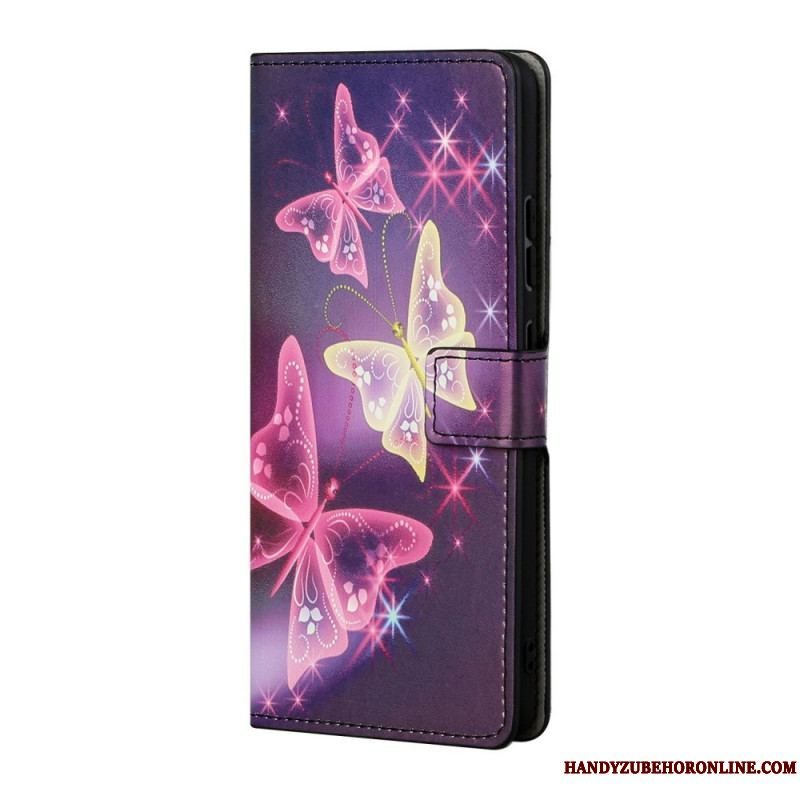 Flip Cover Samsung Galaxy S22 Plus 5G Sommerfugle Og Blomster