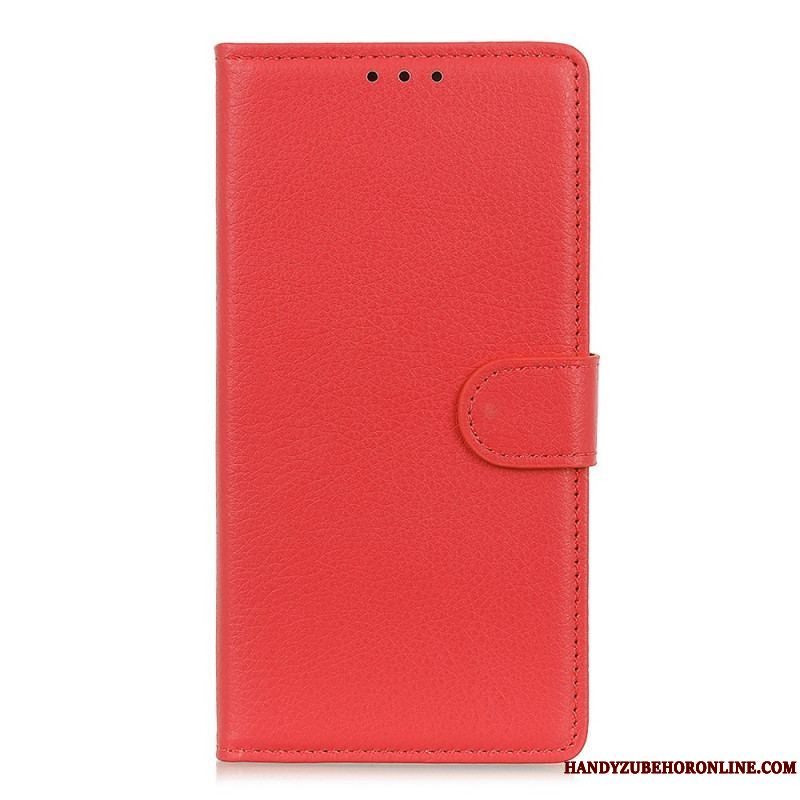 Flip Cover Samsung Galaxy S22 Plus 5G Traditionelt Litchi Læder