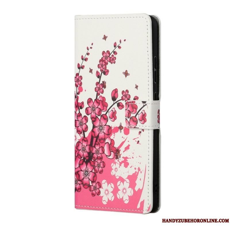 Flip Cover Samsung Galaxy S22 Plus 5G Tropiske Blomster