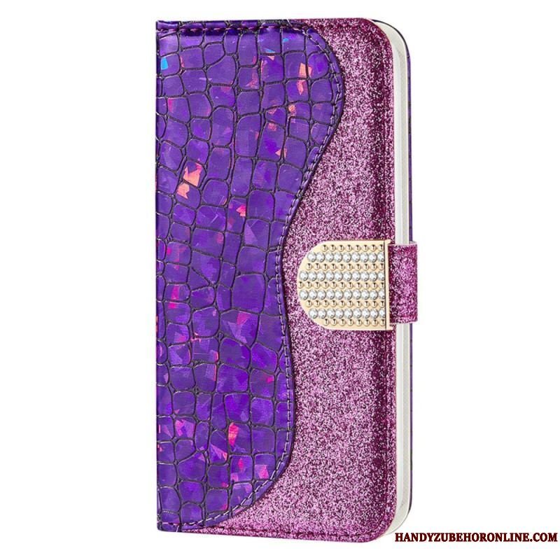 Flip Cover Samsung Galaxy S23 5G Krokodille Diamanter