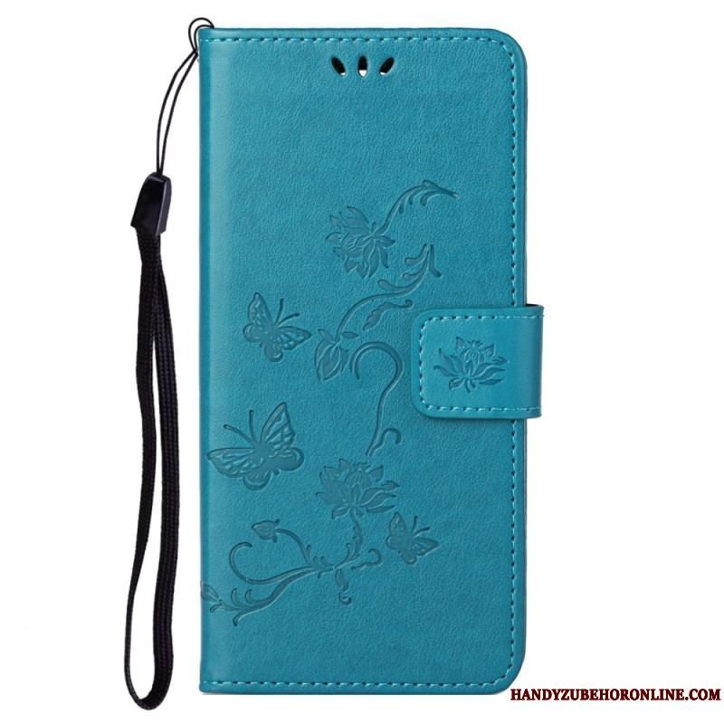 Flip Cover Samsung Galaxy S23 5G Sommerfugle Og Blomster