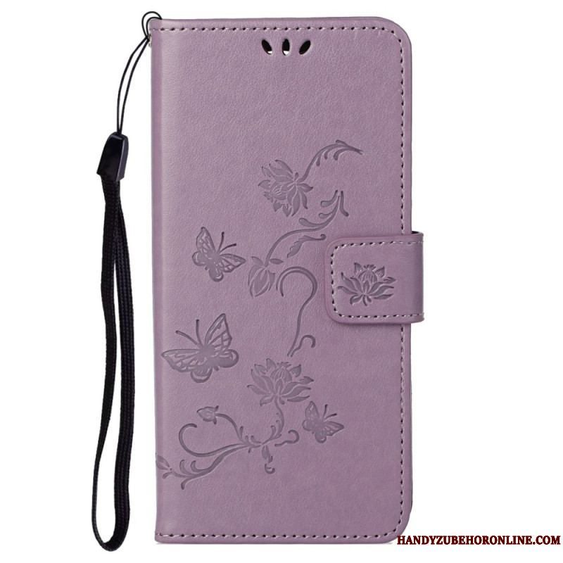 Flip Cover Samsung Galaxy S23 5G Sommerfugle Og Blomster