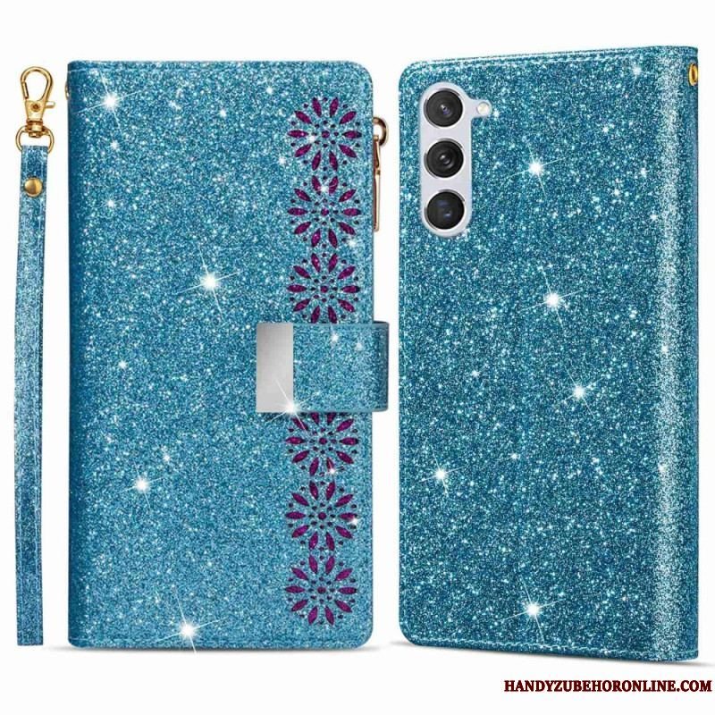 Flip Cover Samsung Galaxy S23 Plus 5G Punge Etui Pung Med Pailletter