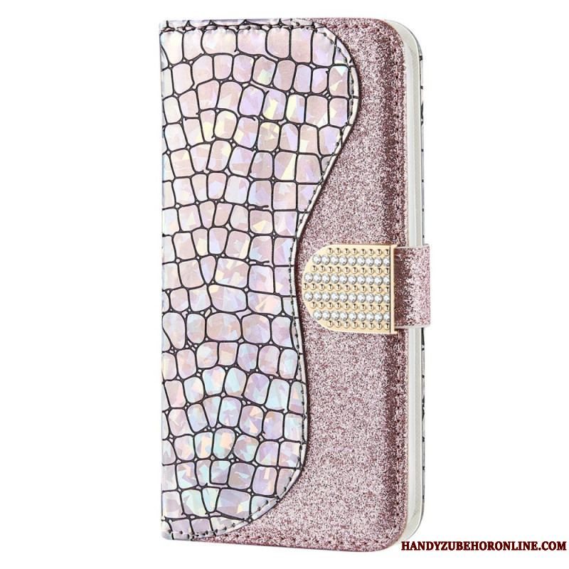 Flip Cover Samsung Galaxy S23 Ultra 5G Krokodille Diamanter