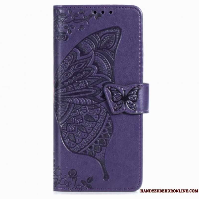 Flip Cover Samsung Galaxy Z Fold 3 5G Sommerfugledesign Med Snor