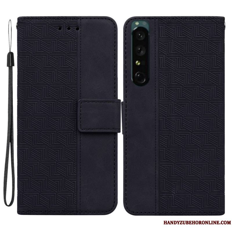 Flip Cover Sony Xperia 1 IV Med Snor Strappy Mønster